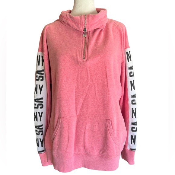 VICTORIA’S SECRET Wings Collection 1/4 Zip Pink Sweatshirt Size Small NY VS - Picture 6 of 13